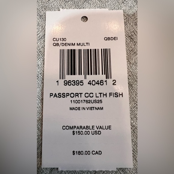 Coach whimsical NWT Gunmetal/Denim Multi Passport Card Case With Fish Print - Picture 12 of 16